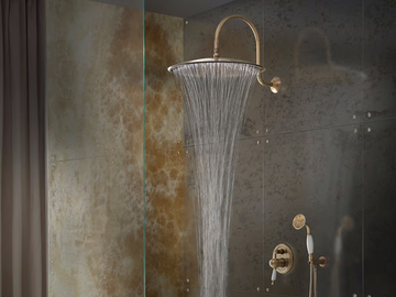 EMISFERO - Wall-mounted brass rain shower with arm by Tender rain - view 2